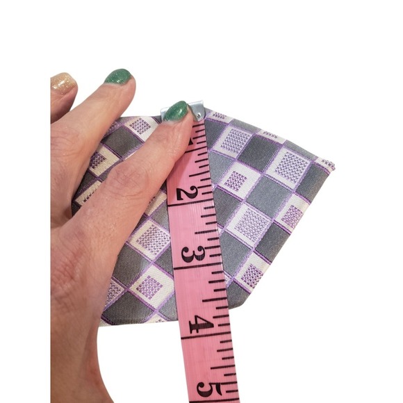 Michael Kors Mens Tie Necktie Designer Luxury Gray Purple White Geometric - Picture 11 of 12